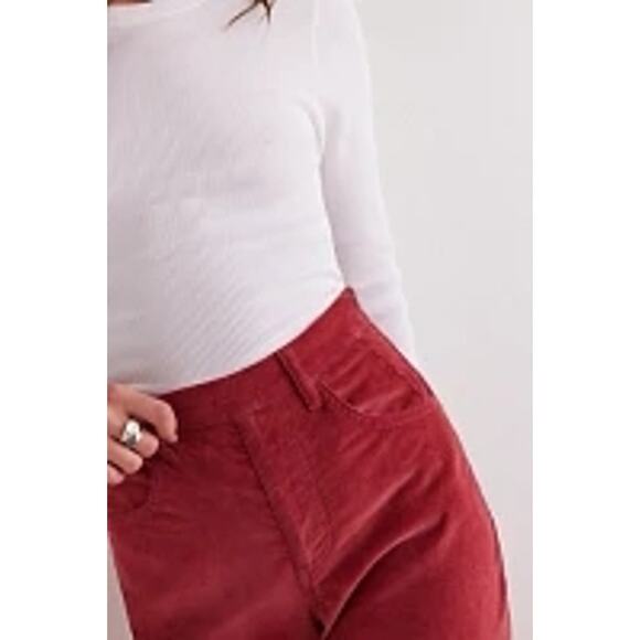 NWT FREE PEOPLE CRVY Karma Cord Flare Jeans WTF $128 XXL Red Dahlia - Picture 2 of 5